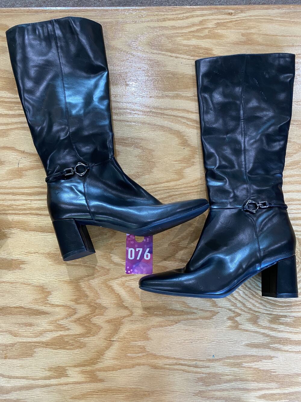 Naturalizer Waylon Women's 9.5 M Black Faux Leather Side Zip Mid-Calf Boots